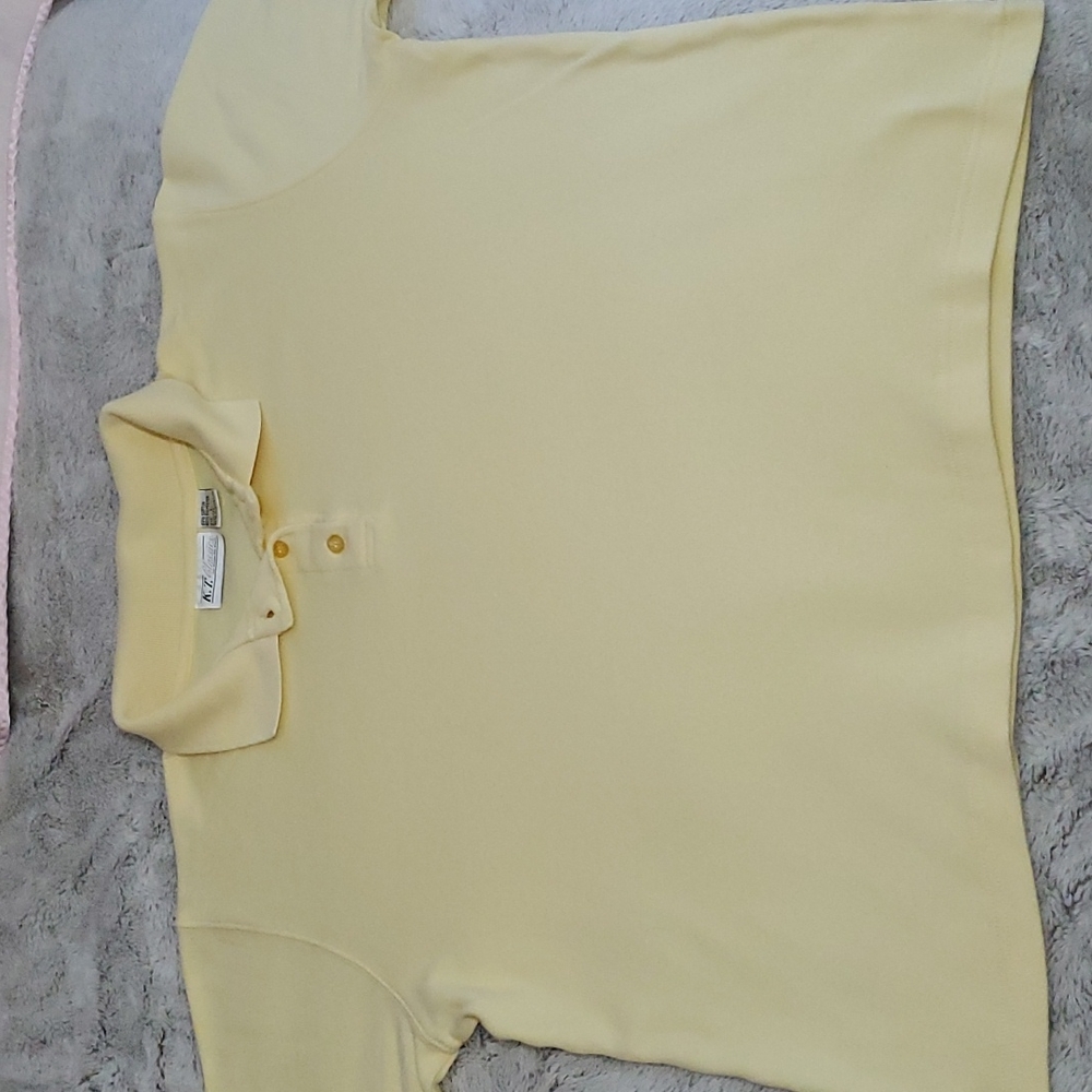 KENNETH TOO! K.T. Classics Womens Yellow 3-button Sport Golf Tennis Shirt-Sz L